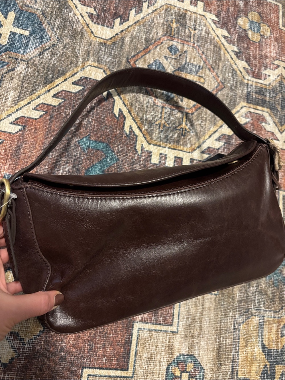 Classic Dark Brown Leather Shoulder Bag